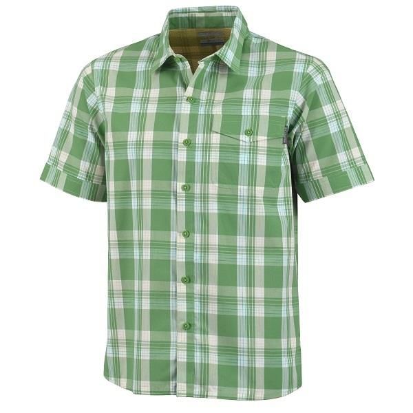 Columbia Mens Kick Fix Plaid Short Sleeve Shirt, Palm